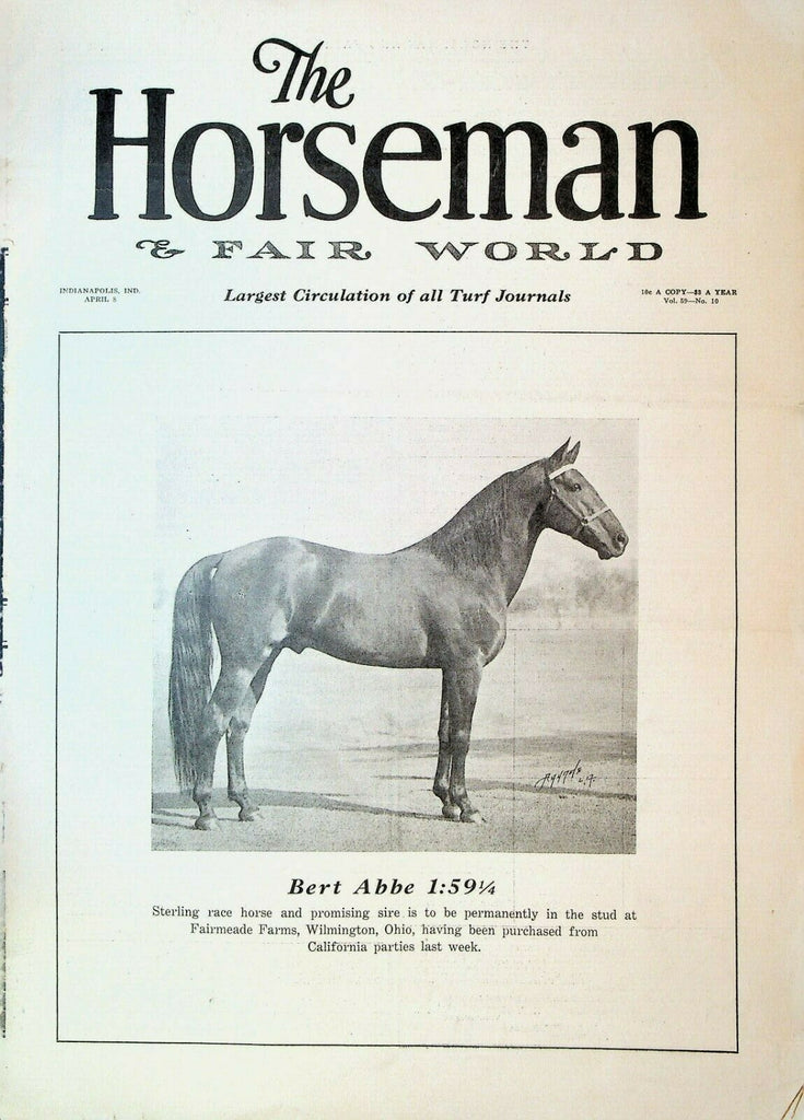 Horseman & Fair World Magazine Harness Racing April 8 1936 Bert Abbe