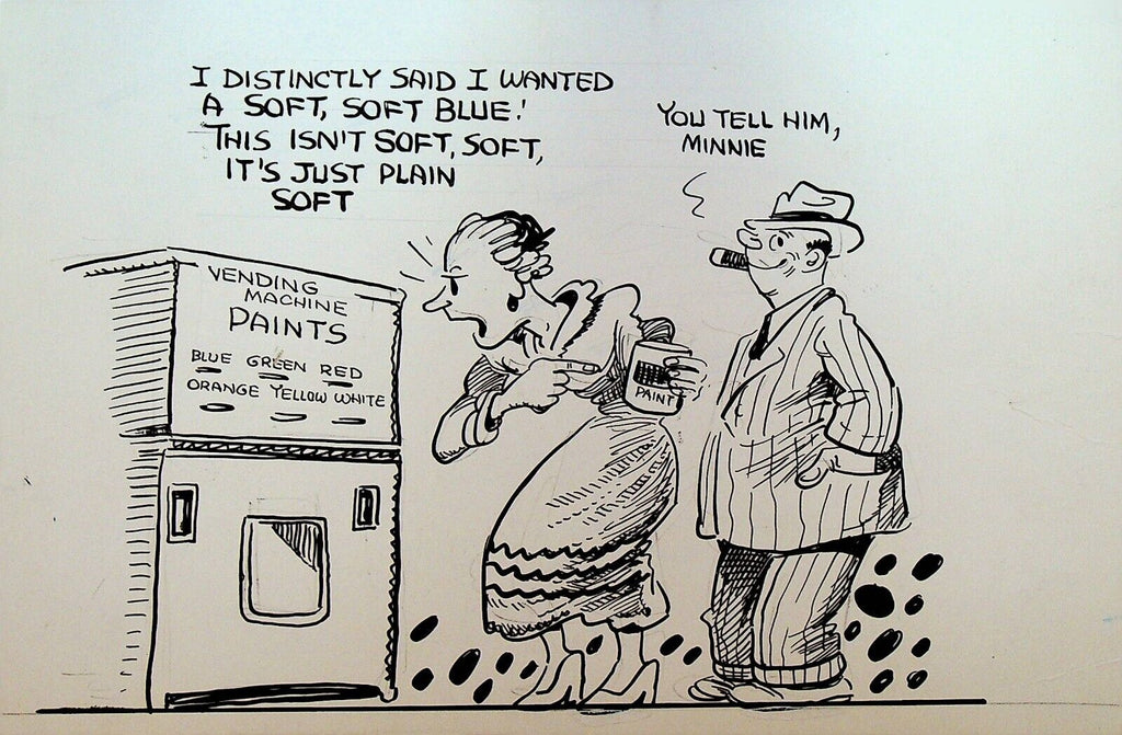 Al Banx J Albert Banks Original Art Pen & Ink Vending Machine Paints
