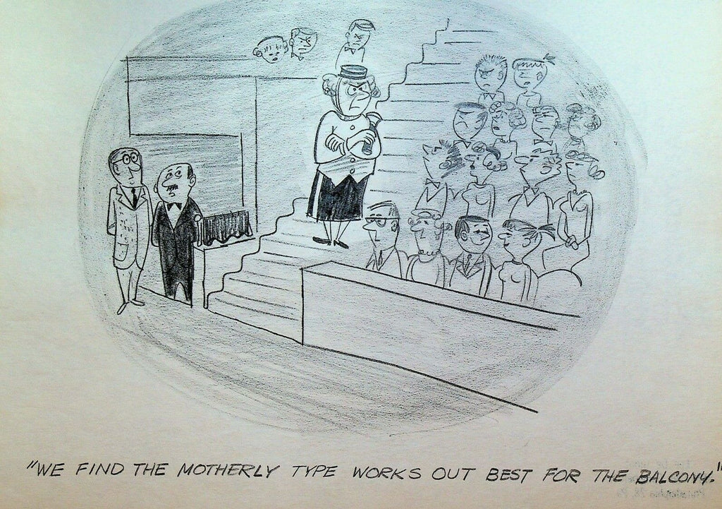Lee DeGroot Original Art Gag Matronly Attendant Balcony at Play
