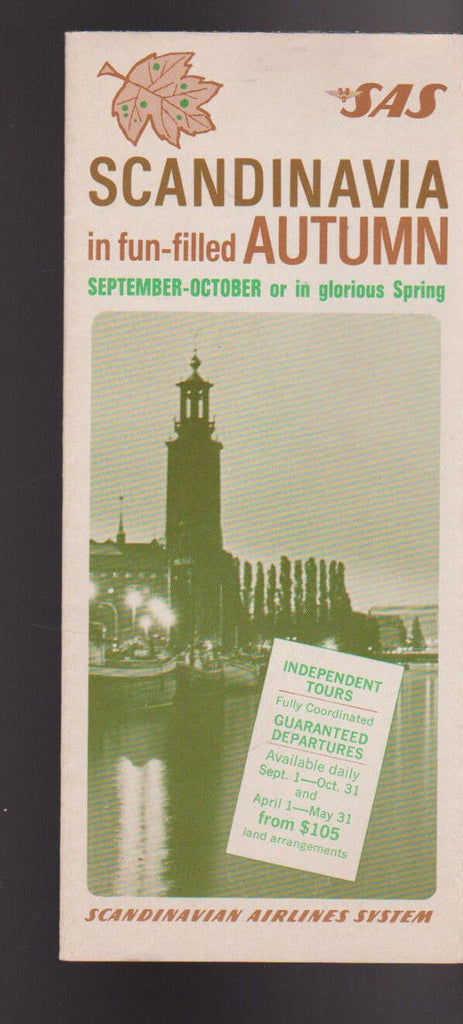 SAS Scandinavian Airlines 1966 Brochure Scandinavia in the Spring & Autumn