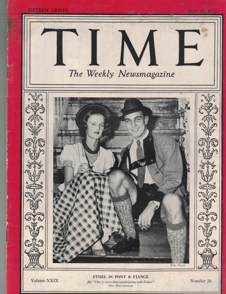 Time Magazine June 28 1937 Ethel Du Pont Franklin Delano Roosevelt Jr