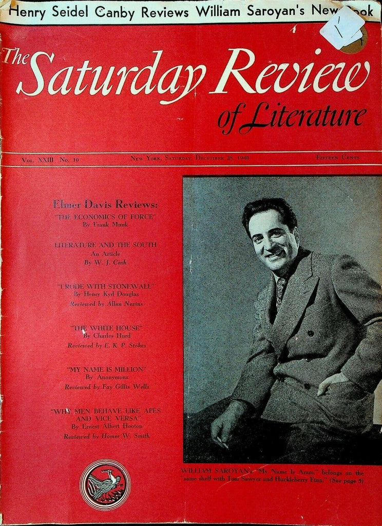 Saturday Review of Literature December 28 1940 William Saroyan Elmer Davis