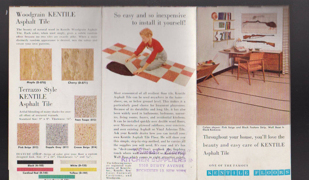 Kentile Asphalt Tile 1961 Brochure Carnival Marbelized Corktone