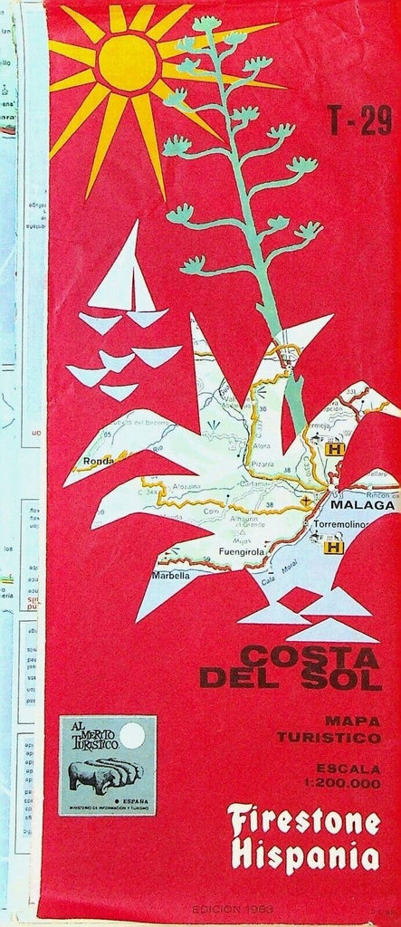 Costa Del Sol Tourist Map Firestone Hispania 1983 T-29 Spain