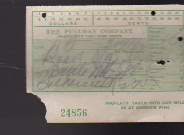 Pullman Company 1936 Passengers Fare Ticket Train