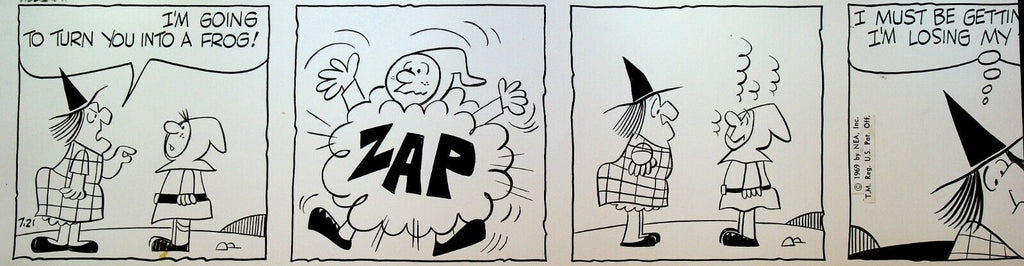 Short Ribs by Frank O'Neal Original Comic Strip Art July 21 1969 Witch Frog