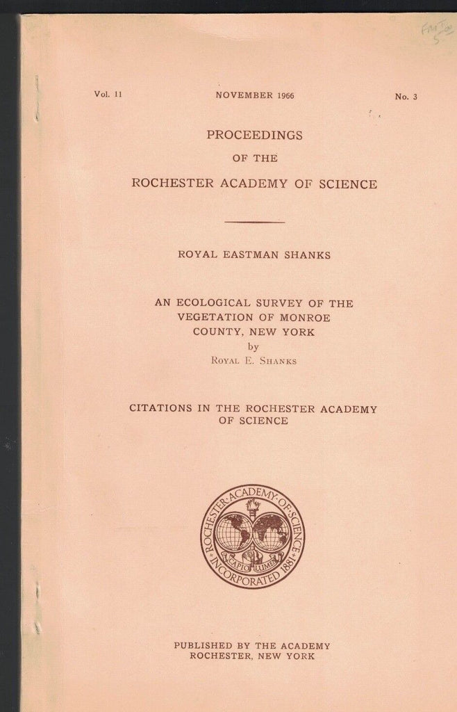 Proceedings of Rochester Academy of Science Royal Eastman Shanks November 1966
