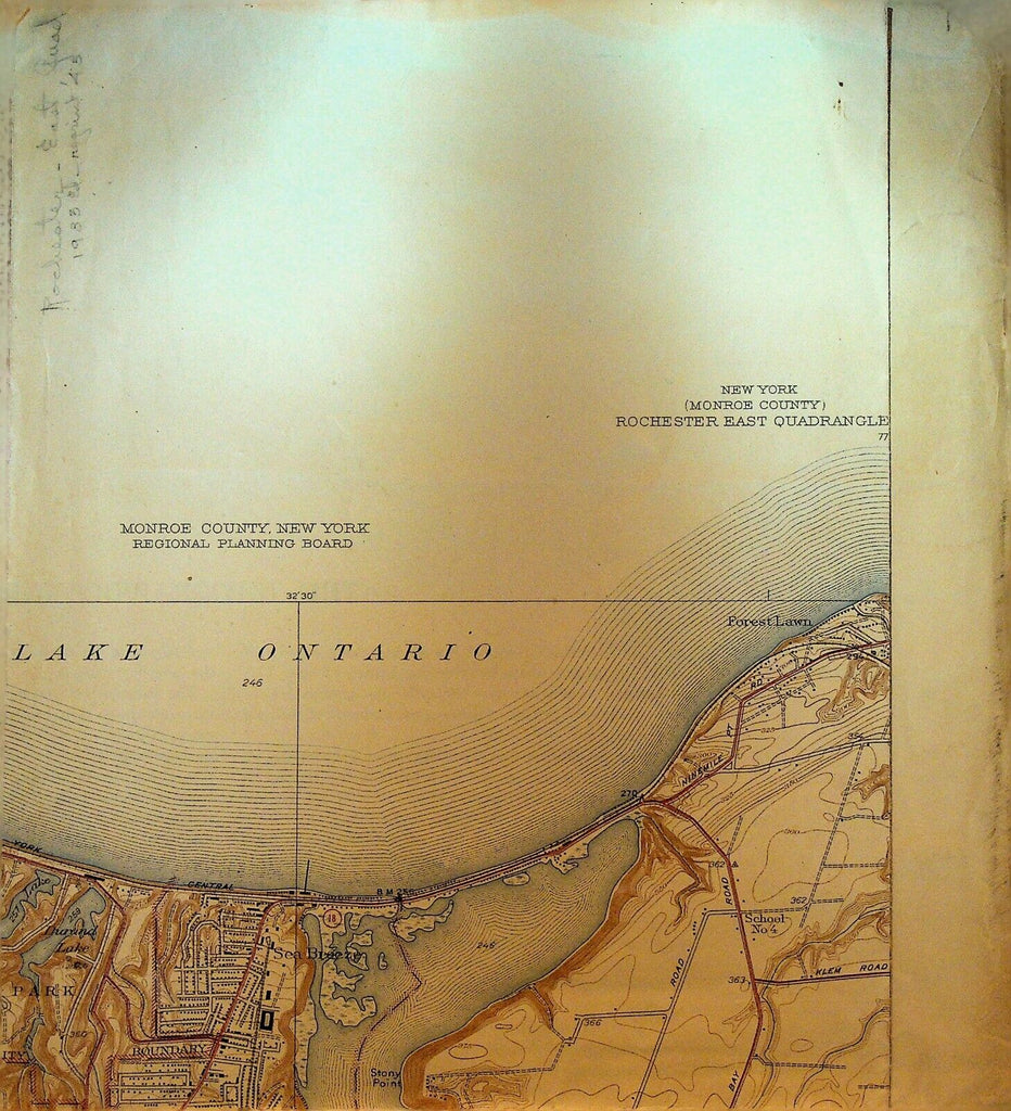 Rochester NY East Quadrangle Monroe County Topography Map 1945