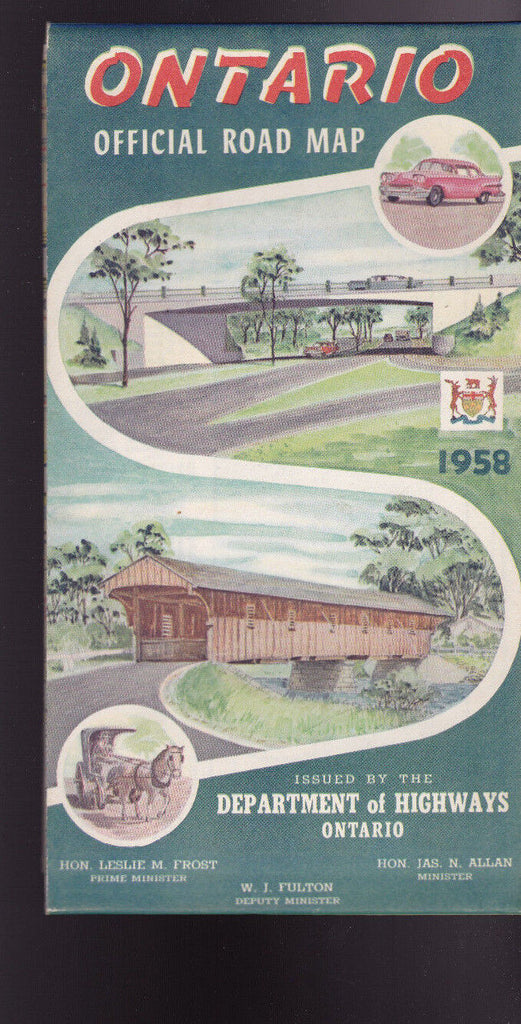 Ontario Canada Official Road Map 1958 Department of Highways