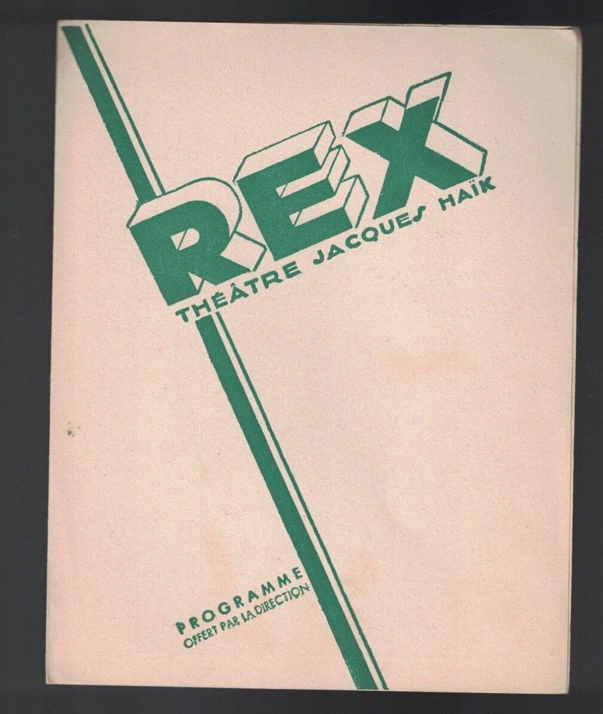 Rex Theatre Jacques Haik Program January 25 1935 Ademai Aviateur Ferry Corwey