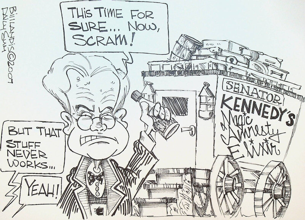 Bill Landis Original Cartoon Art The Villages Daily Sun 2007 Ted Kennedy