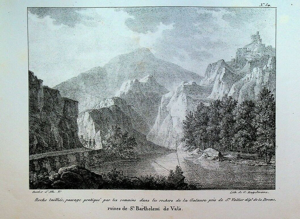 Godefroy Engelmann Lithograph 1820s Ruines de St Barthelemy de Vals #34
