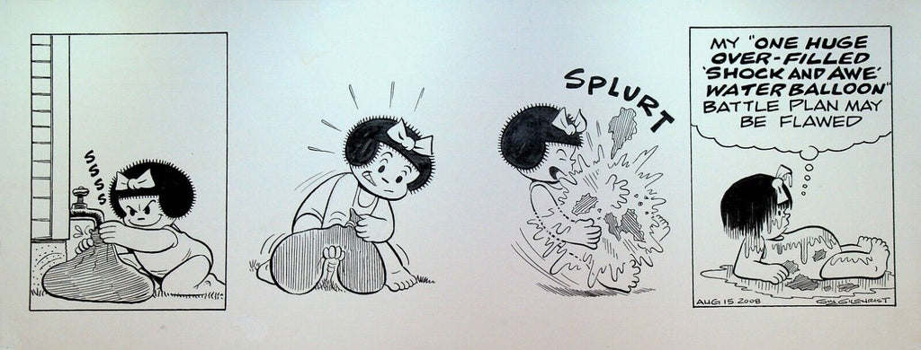 Nancy Original Comic Strip Art Guy Gilchrist August 15 2008 Water Balloon