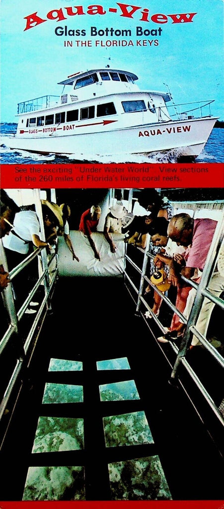 Aqua-View Glass Bottom Boat In the Florida Keys 1970s Ad Card