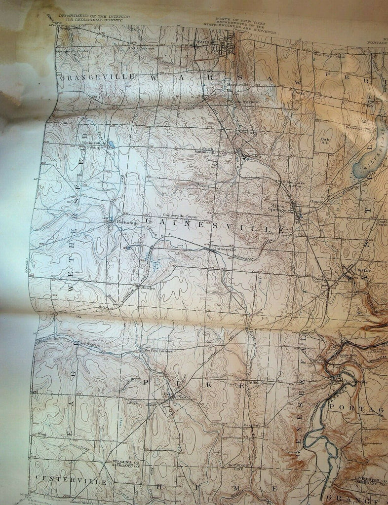 Portage Quadrangle New York State US Geological Survey Map 1926