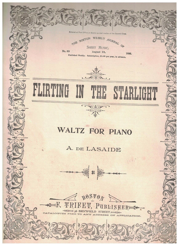 Flirting in the Starlight Sheet Music A de Lasaide 1896