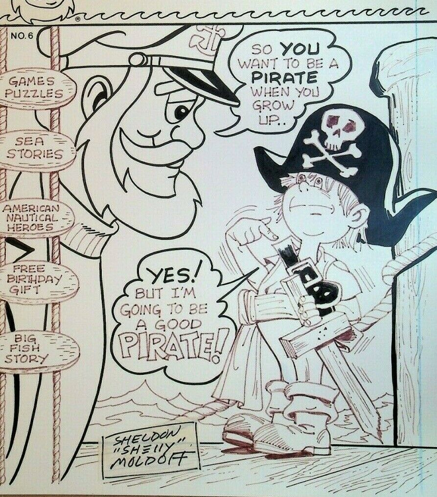 Sheldon Moldoff Original Cover Art Captain D's Adventure Magazine #6 Restaurant
