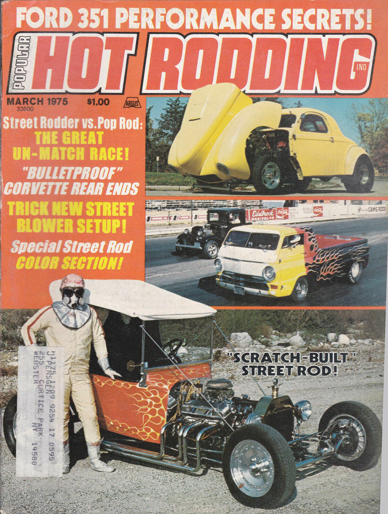 Popular Hot Rodding Magazine Street Rods Pop Rods March 1975