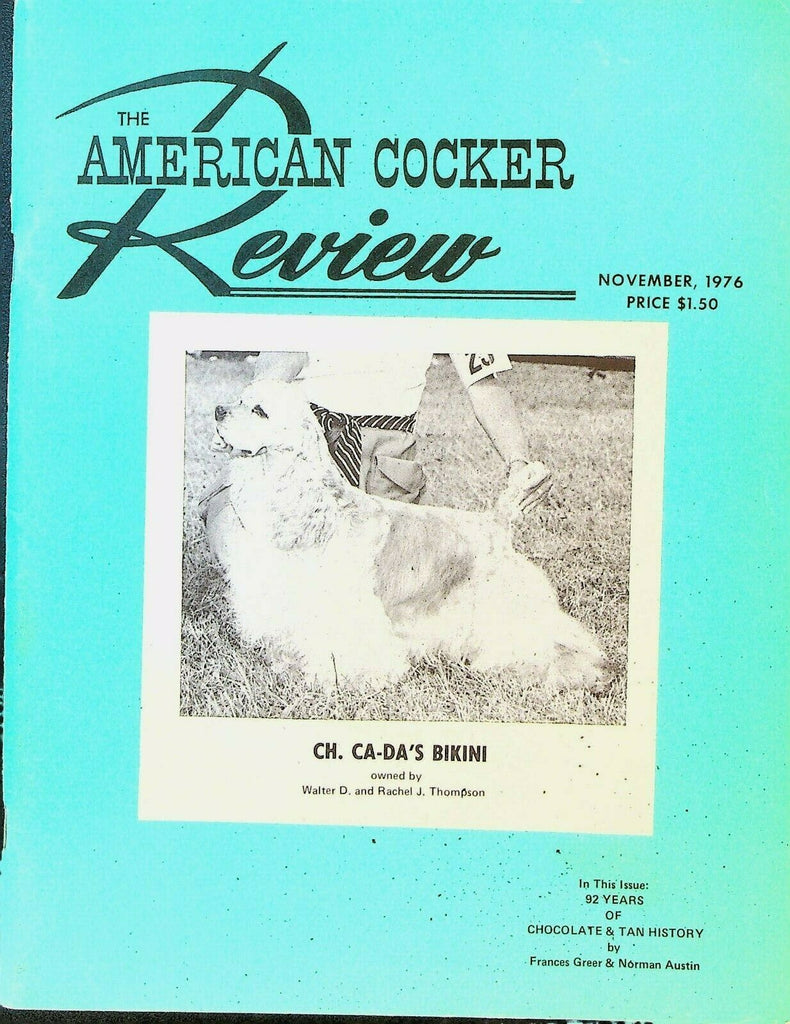 American Cocker Review Magazine November 1976 Spaniel Dog