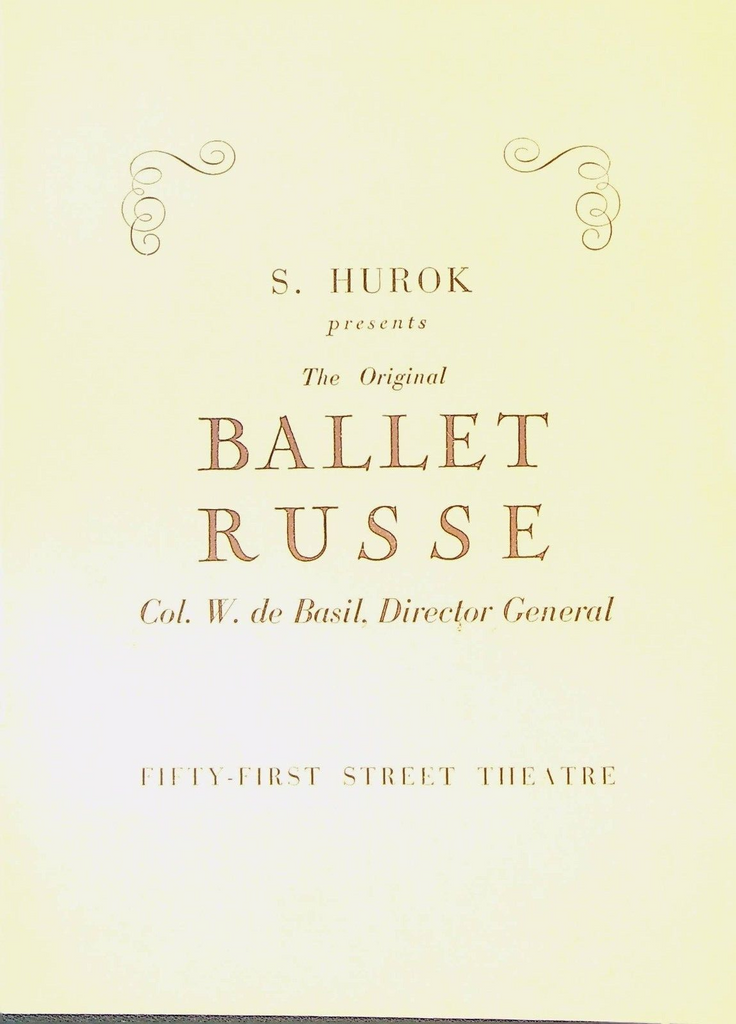 Original Ballet Russe Program January 25 1941 Anna Volkova Tamara Toumanova