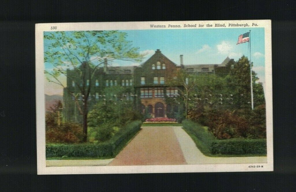 Western Penna School for the Blind Postcard Pittsburgh Pennsylvania w Braille