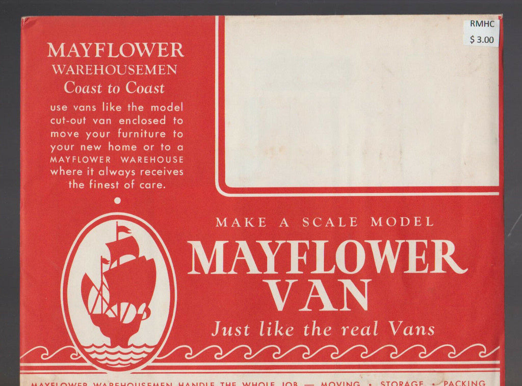 Mayflower Van Scale Model Cardboard Unused w Envelope Concora Product