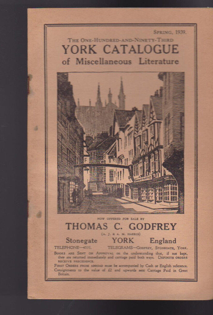 Thomas C Godfrey York Catalog #133 Spring 1939 Miscellaneous Literature