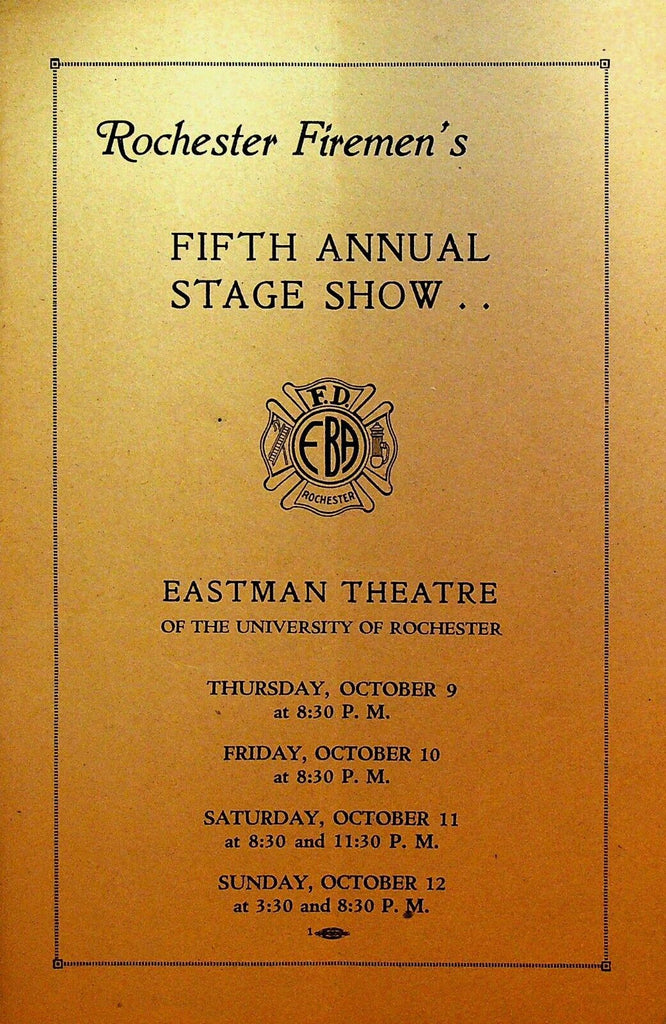 Rochester NY Firemen Stage Show Program Fifth Annual 1930s