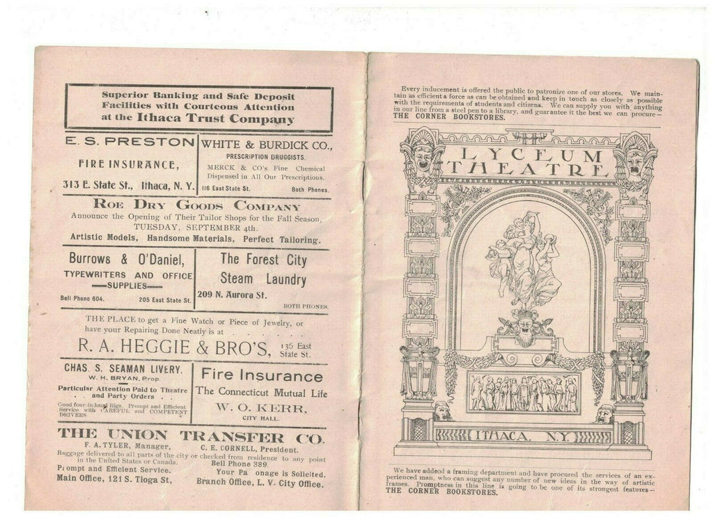 Captain Careless Program John Henshaw September 29 1906 Lyceum Theatre Ithaca NY