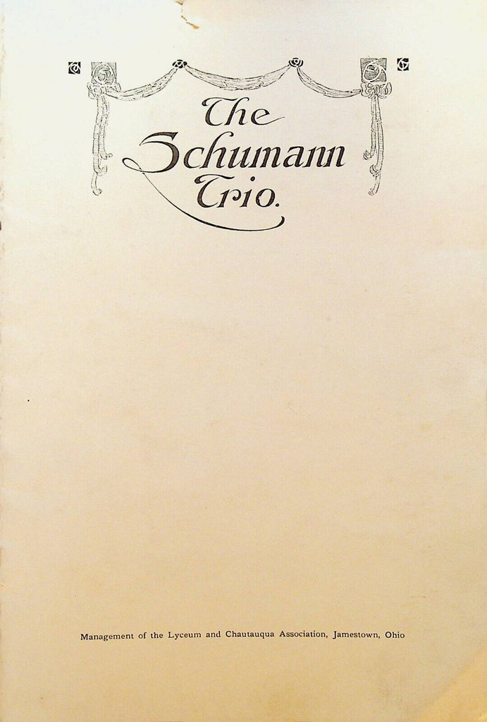 The Schumann Trio Program 1920s Laurence Summers Jessie Wolfe Elizabeth English