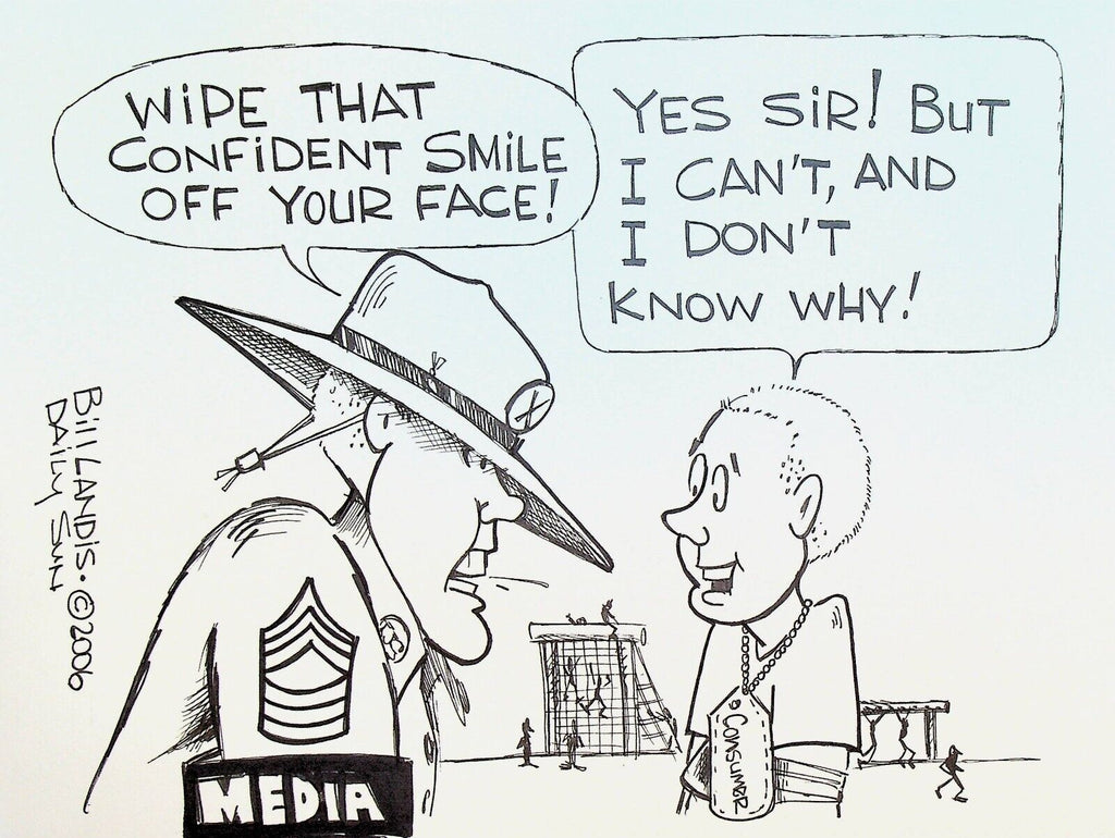 Bill Landis Original Cartoon Art The Villages Daily Sun 2006 Boot Camp
