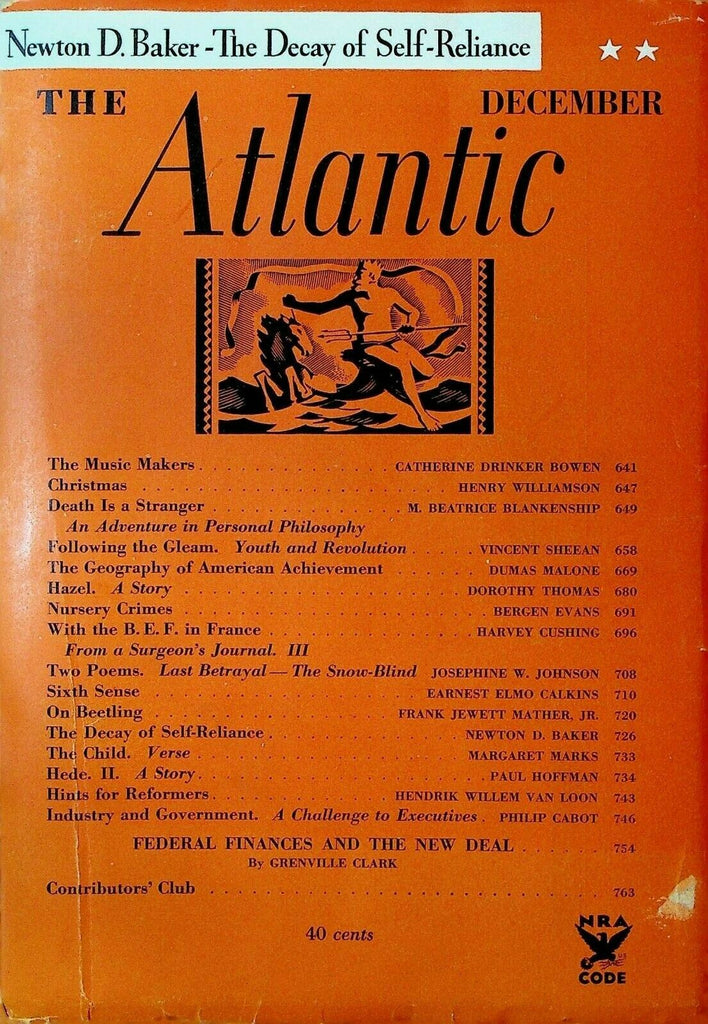 Atlantic Magazine December 1934 Hendrik Willem Van Loon Dorothy Thomas
