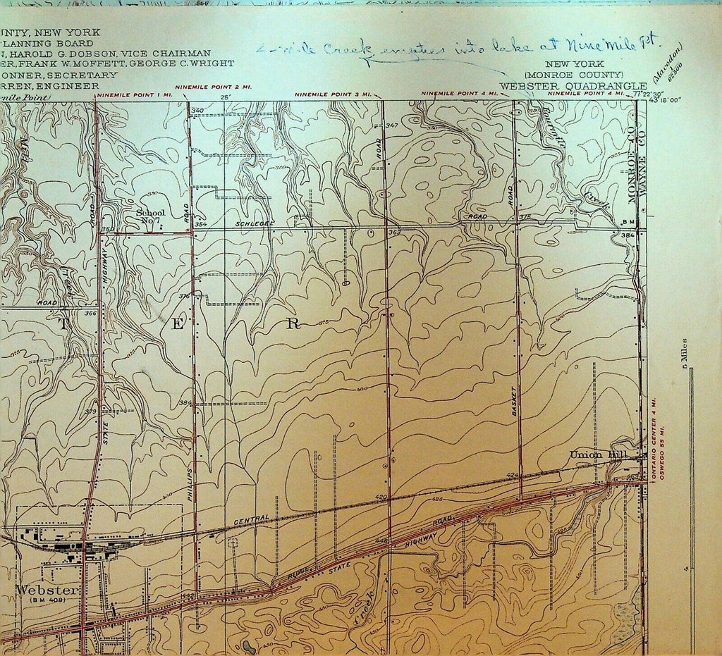 Webster NY Quadrangle Geological Survey Topographical Map 1934 Monroe County