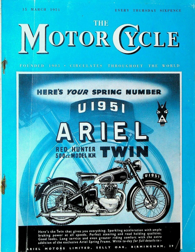 The Motorcycle Magazine March 15 1951 Douglas Vespa Vic Willoughby