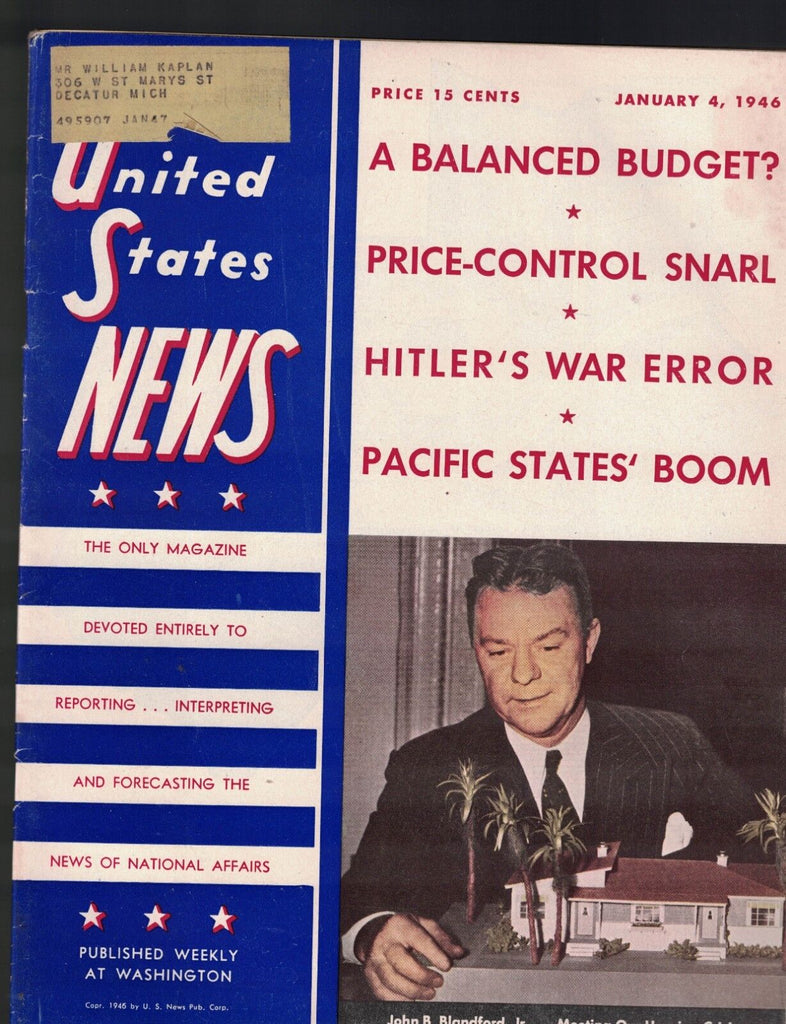 United States News January 4 1946 John B Blandford Jr Hitler's War Error