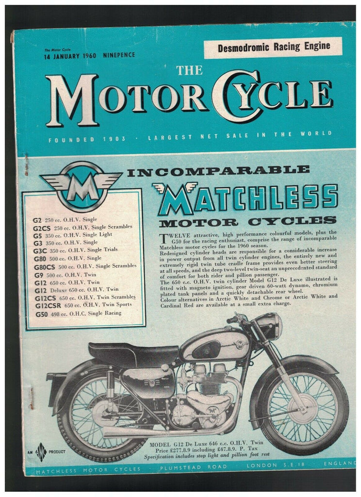 Motor Cycle Magazine January 14 1960 Exeter Trials Jock Leyden