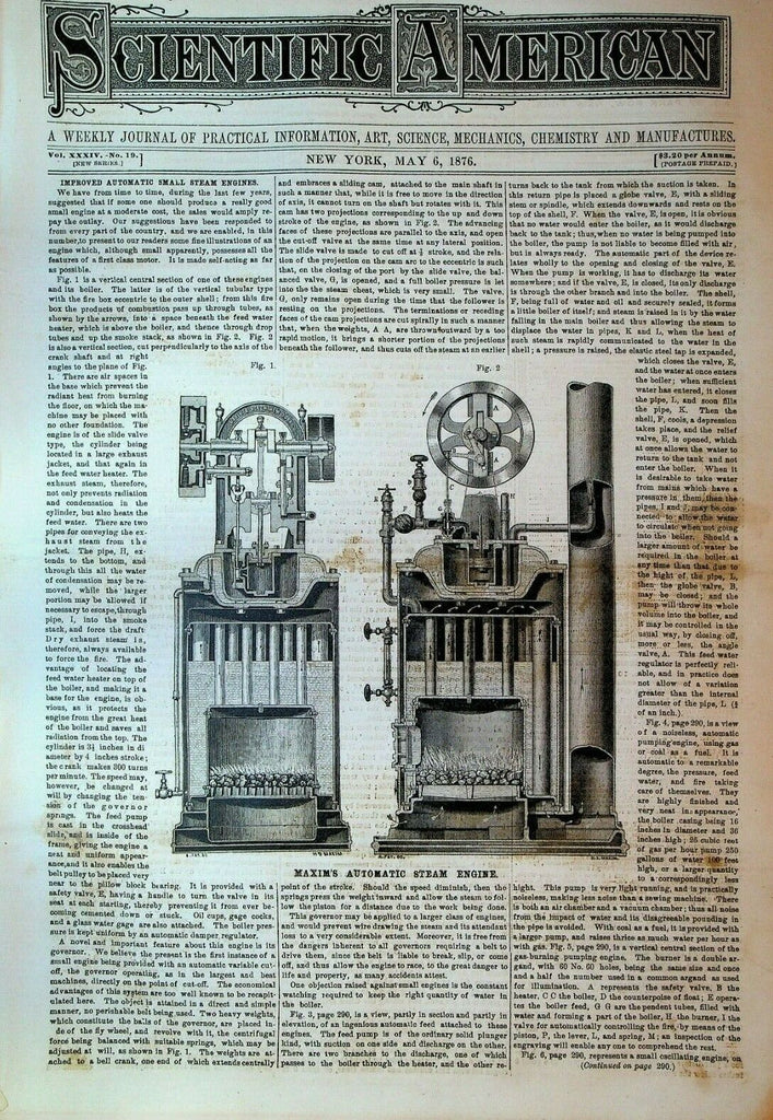 Scientific American May 6 1876 Brooklyn Bridge Charles Darwin Steam Engine
