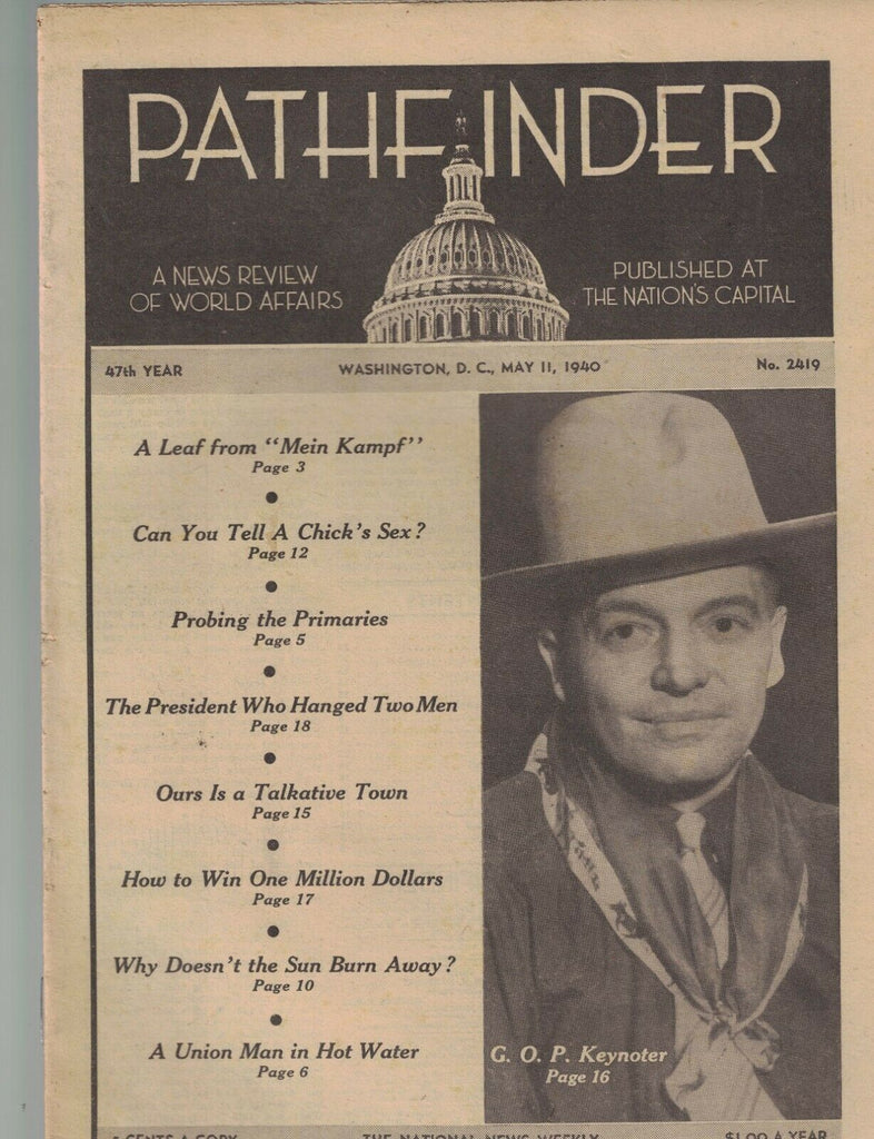 Pathfinder Magazine May 11 1940 Adolf Hitler Harold Stassen