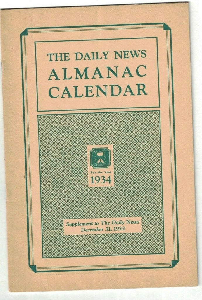 Batavia NY Daily News Almanac Calendar 1934 Upstate New York