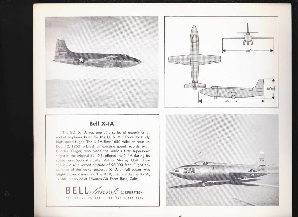 Bell X-1A - Bell Aircraft Corp b/w 8x10 publicity picture