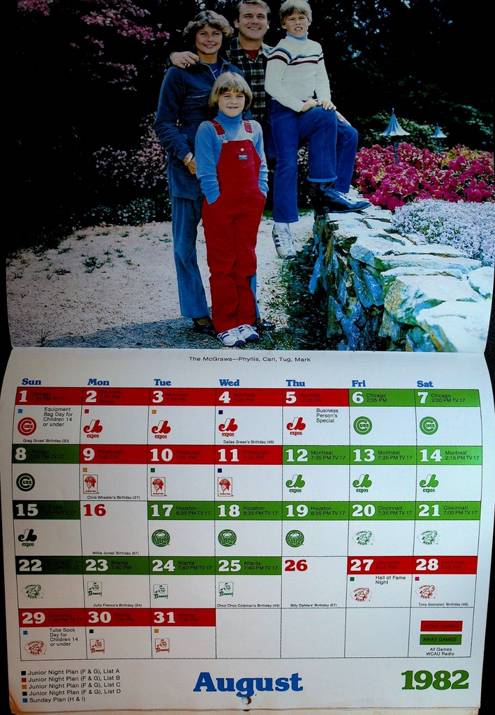 Philadelphia Phillies 1982 Calendar Pete Rose Mike Schmidt Steve Carlton