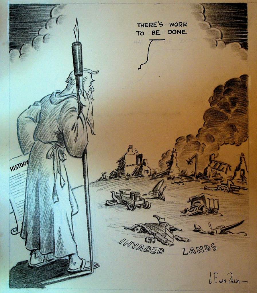 There's Work to Be Done WWII Invaded Lands Original Art LF Van Zelm July 20 1942