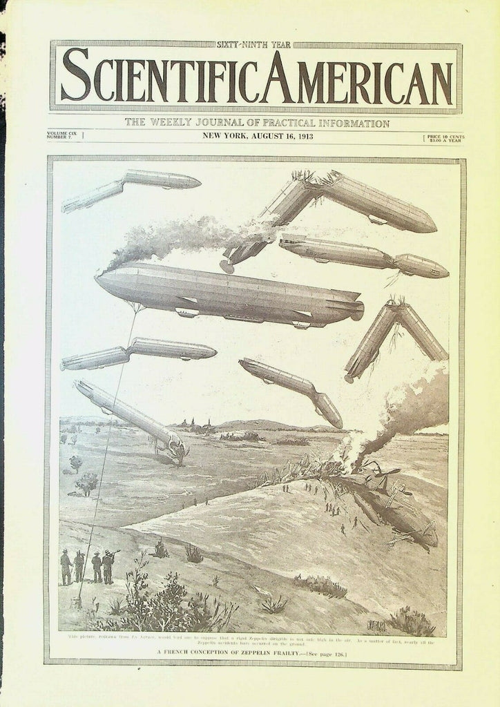 Scientific American August 16 1913 Zeppelins Jules Baillaud Japan Cruiser Kongo
