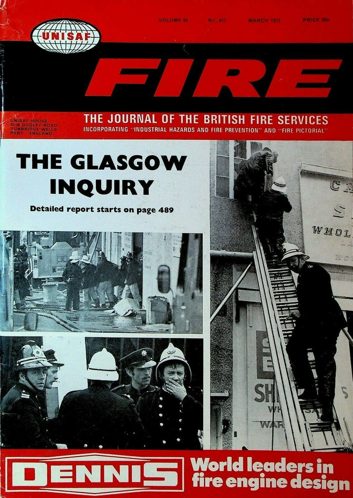 UNISAF Fire Journal March 1973 Glasgow Inquiry Kilbirnie Street Exmouth Hotel