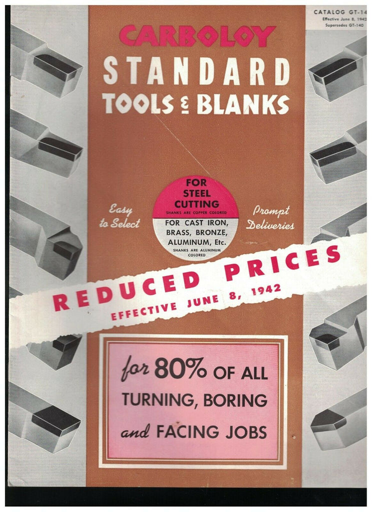 Carboloy Standard Tools & Blanks For Steel Cutting Catalog GT-140R 1942