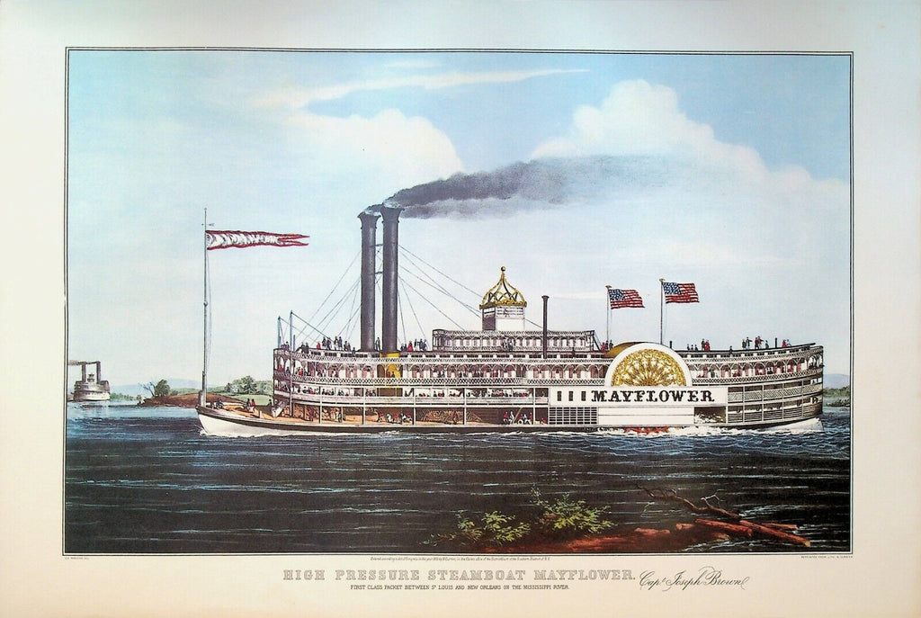Currier & Ives Calendar Topper 1954 High Pressure Steam Boat Mayflower