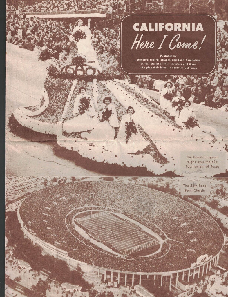 California Here I Come 1950 Brochure Standard Federal Savings & Loan