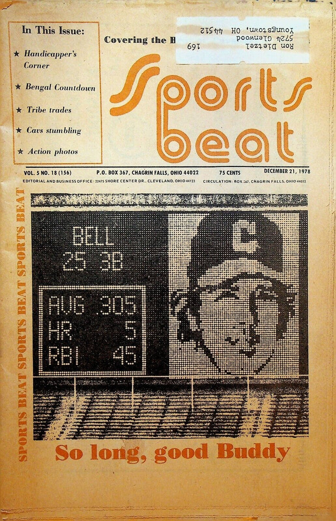 Sports Beat Magazine December 21 1978 Buddy Bell Cleveland Browns