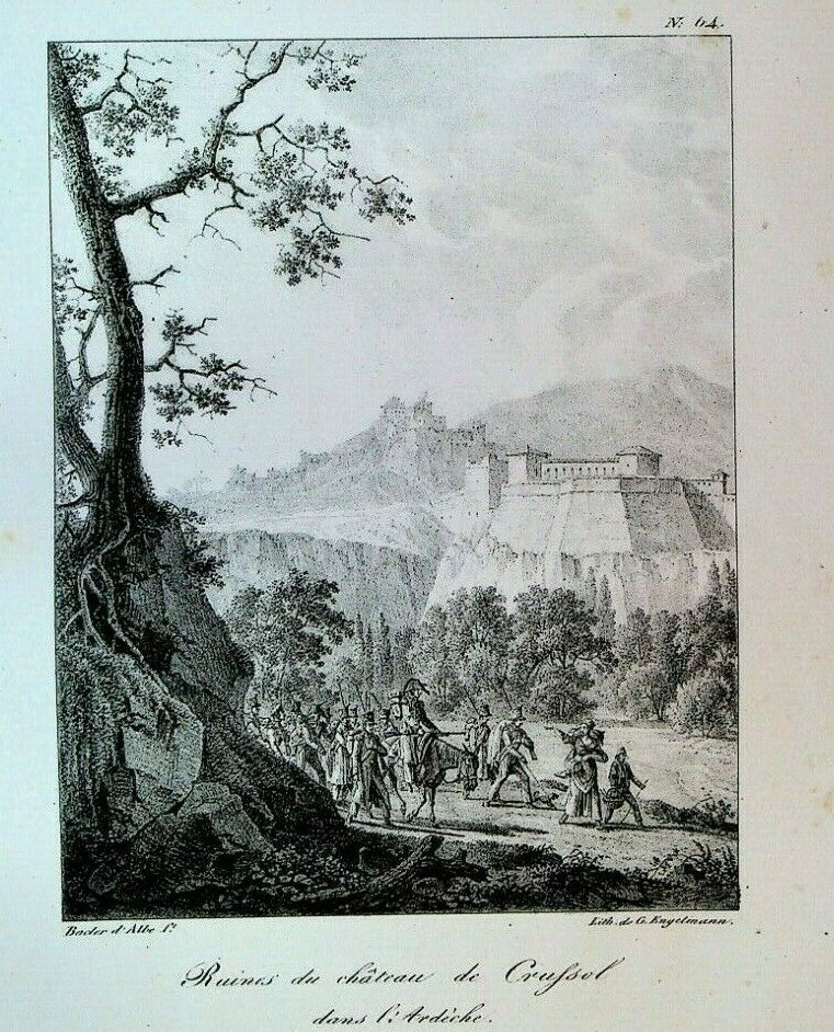 Godefroy Engelmann Lithograph 1820s Ruins of Chateau du Crussol #64