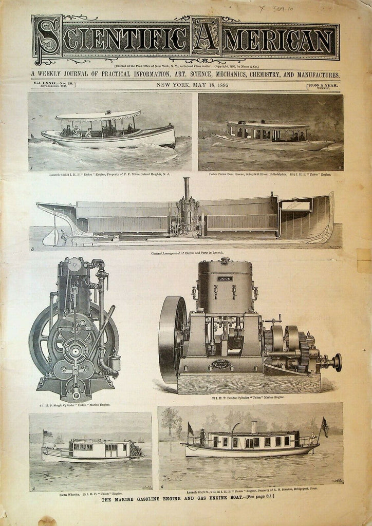 Scientific American May 18 1895 Gas Engine Boat Karl Ludwig Paris Tramway